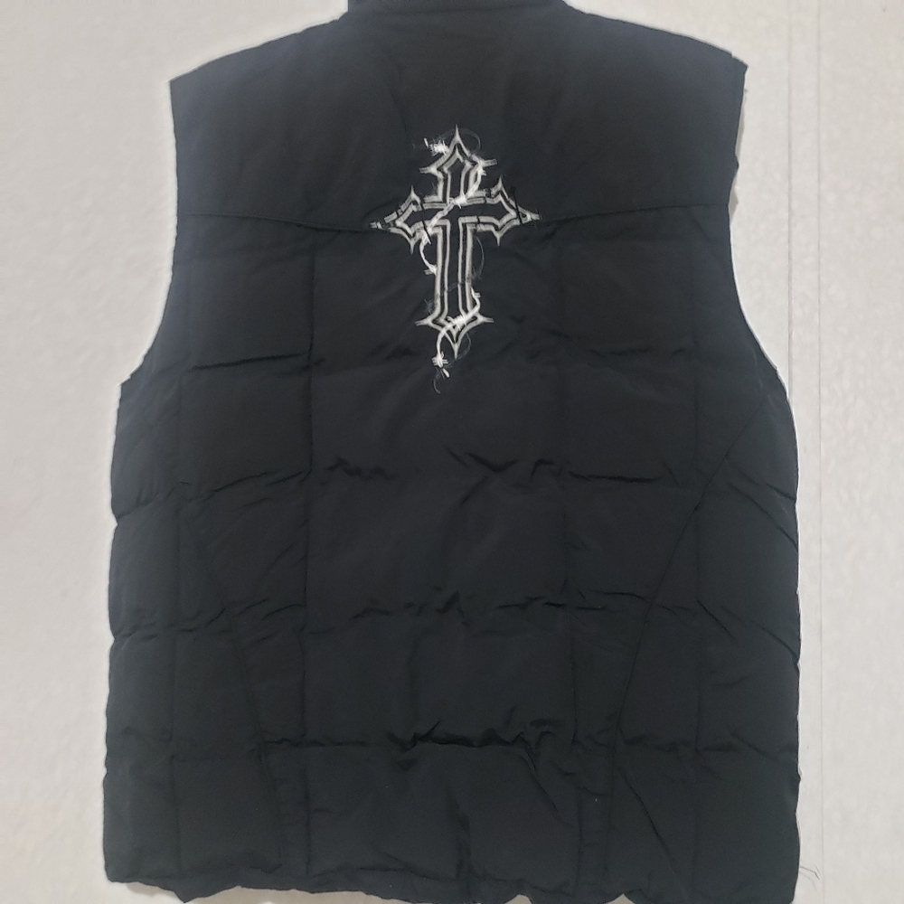 COWBOY....Chrome Hearts Black Puffer Vest..size:M - Picture 2 of 12